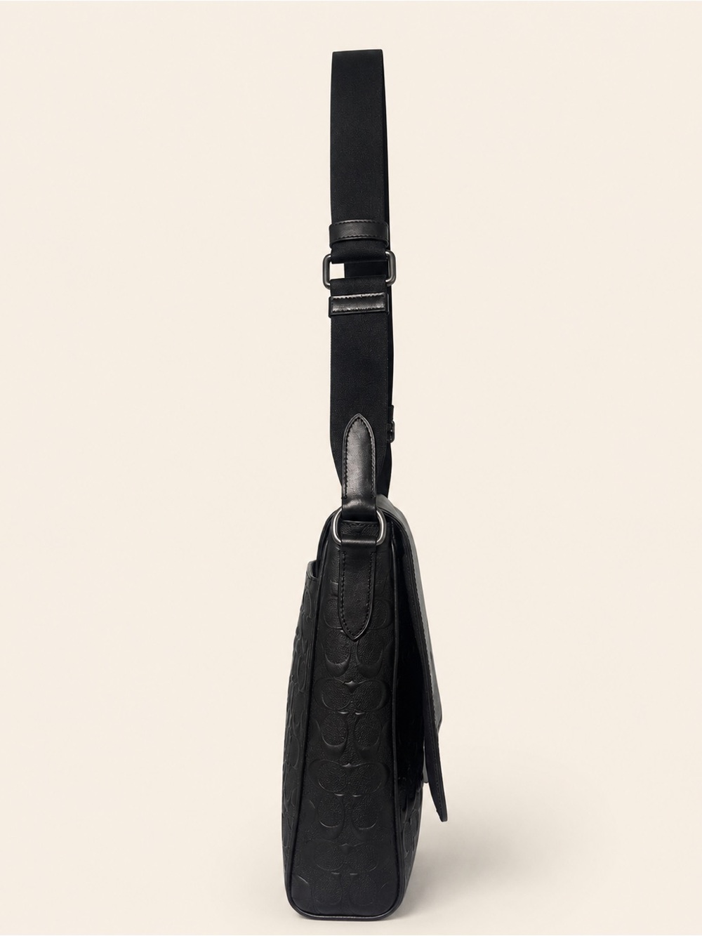 Coach Houston Map Bag Signature Leather Crossbody Black Gunmetal + Dust Bag - Picture 4 of 12